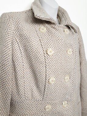 Vintage Y2K Cleo Petite Herringbone Wool Blend Pea Coat Size 6P